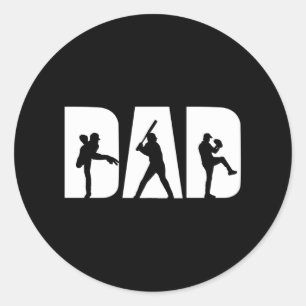 Baseball Player Dad Baseball Lovers Men Father Day Classic Round Sticker