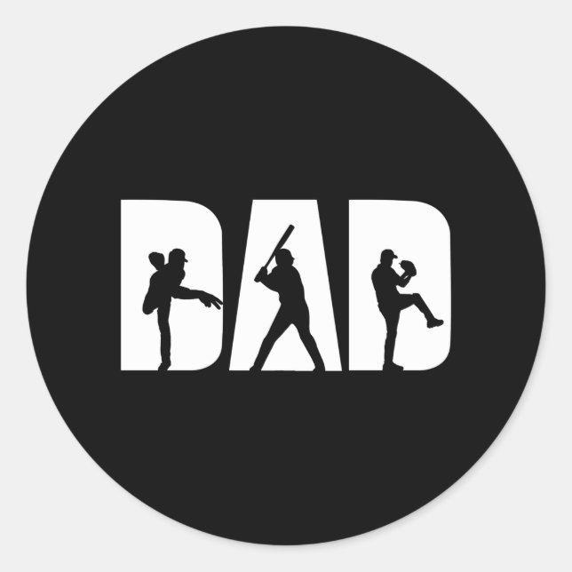 Baseball Player Dad Baseball Lovers Men Father Day Classic Round Sticker (Front)
