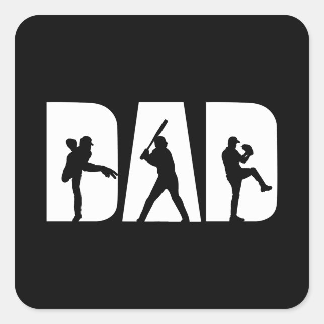 Baseball Player Dad Baseball Lovers Men Father Day Square Sticker (Front)