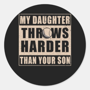Baseball Player Daughter Funny Softball Girl Classic Round Sticker
