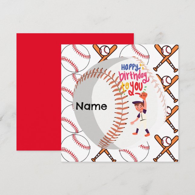 Baseball  Player for Birthday Greeting (Front/Back)