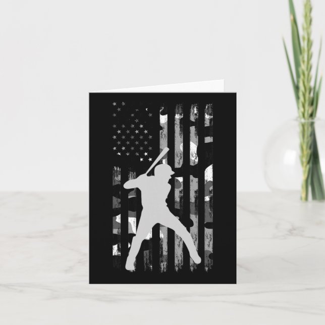 Baseball Player Gifts Teens Boys Men American Flag Card (Front)