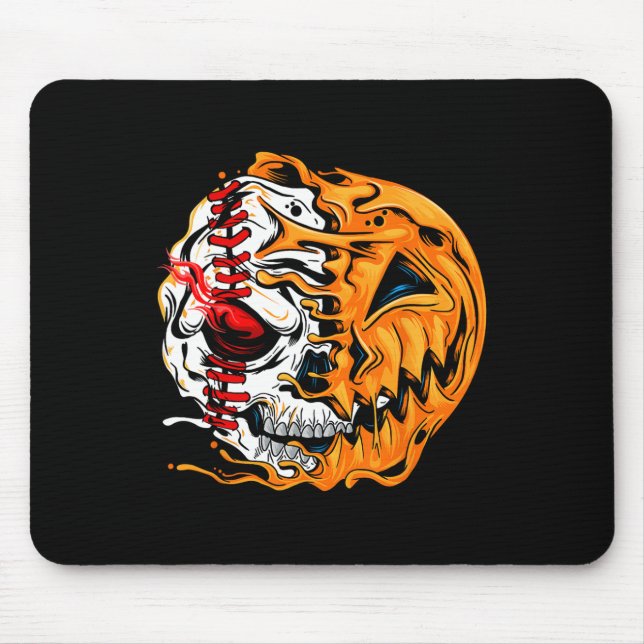 Baseball Player Halloween Pumpkin Skeleton  Mouse Mat (Front)