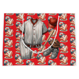 Baseball player heart shape  Valentine's Day love Large Gift Bag