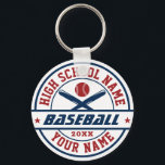 Baseball Player High School Sports Key Ring<br><div class="desc">Personalised sports gifts and merchandise for school sports team. All texts are editable to fit your occasion. Background colour is editable using the design tool. Perfect souvenir for school coach and graduating seniors who are also great athletes.</div>