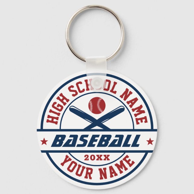 Baseball Player High School Sports Key Ring (Front)