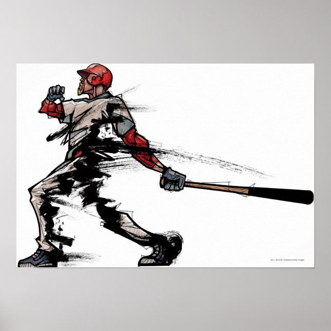 Baseball player holding bat, side view poster (Front)