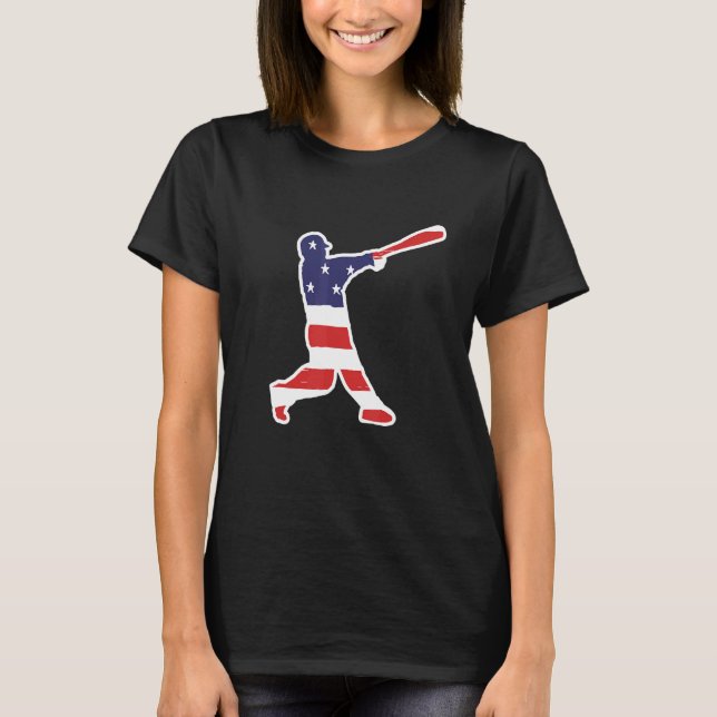 Baseball Player Home Run Hitter Cool Baseball Flag T-Shirt (Front)