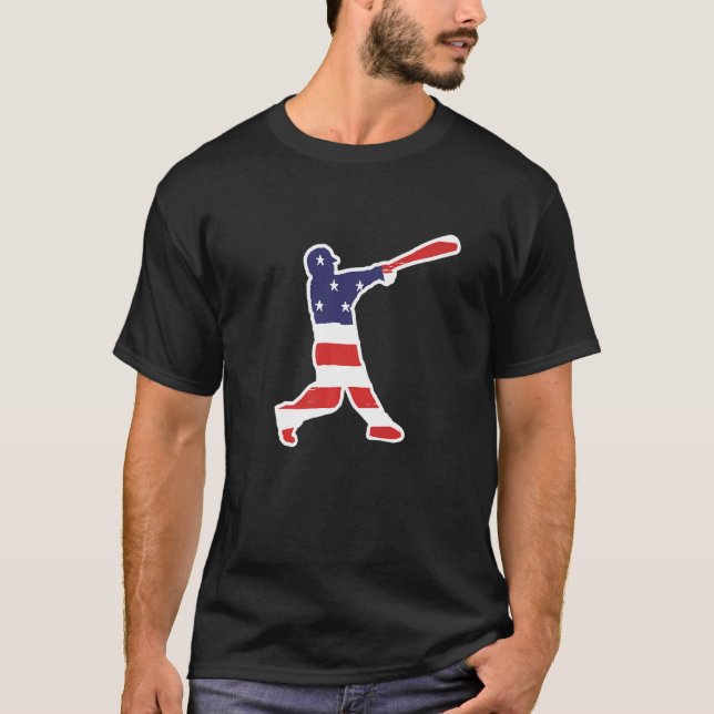 Baseball Player Home Run Hitter Cool Baseball Flag T-Shirt (Front)