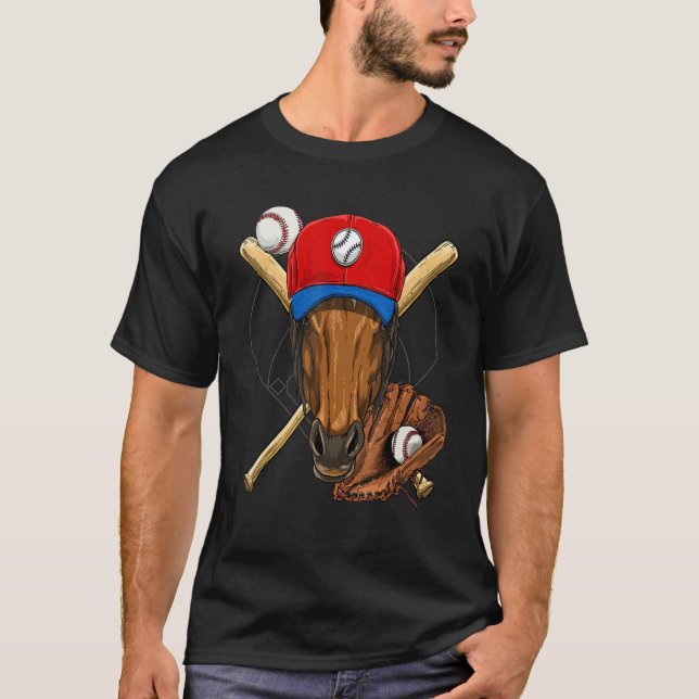 Baseball Player Horse  Pitcher Catcher Baseball Co T-Shirt (Front)
