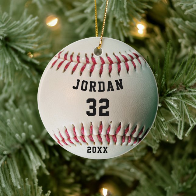 Baseball Player Jersey Number Personalised Ceramic Tree Decoration (Tree)