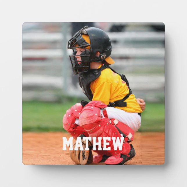 Baseball Player Kid Photo Customise Plaque (Front)