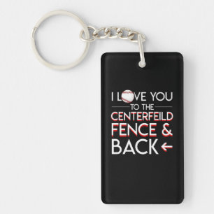 Baseball Player Love Centerfield Fence Back Key Ring