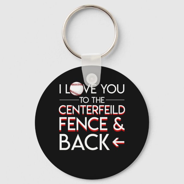 Baseball Player Love Centerfield Fence Back Key Ring (Front)