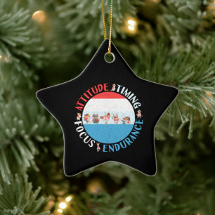 Baseball Player Mindset - Red White Blue Ceramic Tree Decoration