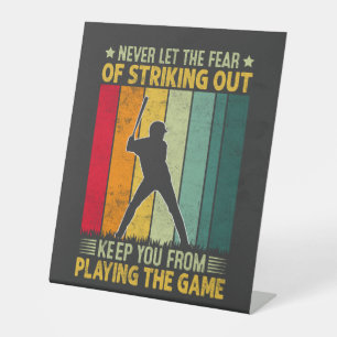 Baseball Player Motivation Pedestal Sign