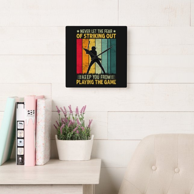 Baseball Player Motivation Square Wall Clock (Reading Room)