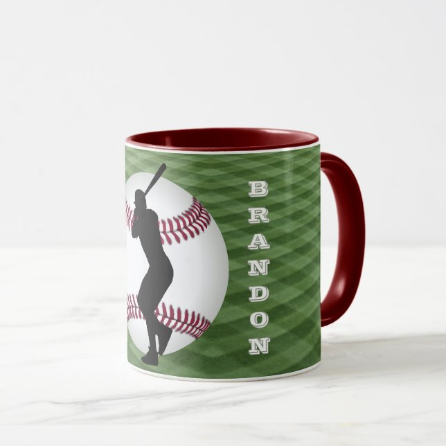Baseball Player Mug with His Name (Front Right)