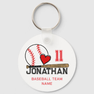 Baseball player name number and team name custom  key ring