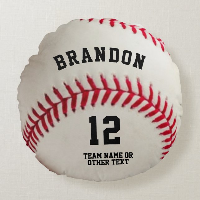 Baseball Player Name Number Personalised Round Cushion (Front)