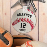 Baseball Player Name Number Personalized Key Ring<br><div class="desc">Create a personalized keychain for the baseball player, coach or player's fan you know. Personalize with name, jersey number, team name or other custom text. ASSISTANCE: For help with design modification or personalization, color change, resizing, transferring the design to another product or you would like coordinating items, contact the designer...</div>