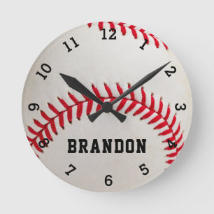 Baseball Player Name Personalised Round Clock