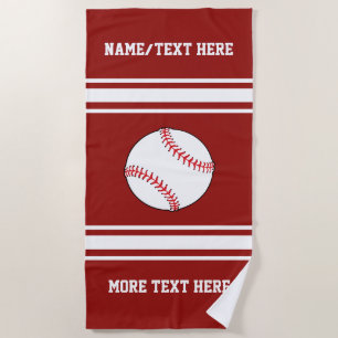 Baseball Player Name Team Club Name Custom Colour Beach Towel