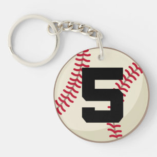 Baseball Player Number 5 Sports Ball Gift Key Ring
