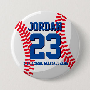 Baseball Player Number School Sports Team 7.5 Cm Round Badge