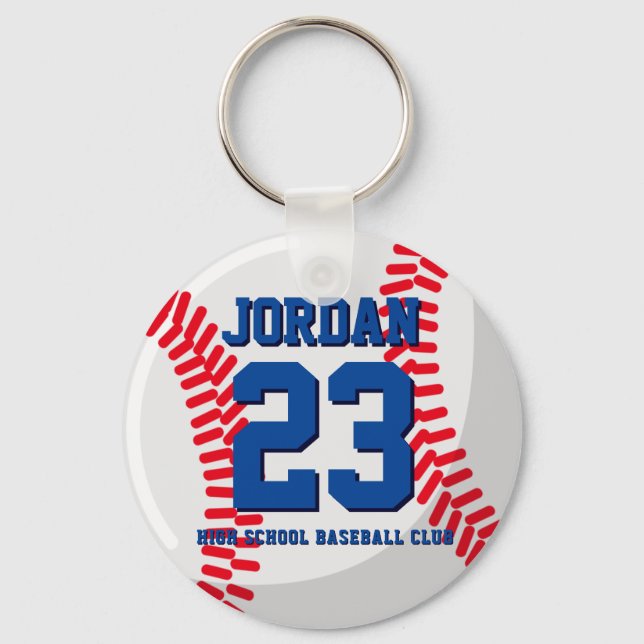 Baseball Player Number School Sports Team Key Ring (Front)