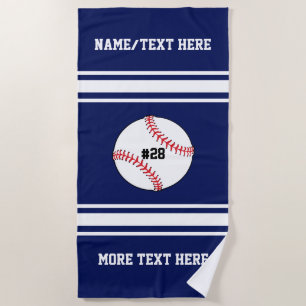 Baseball Player Number Team Club Name Custom Beach Towel