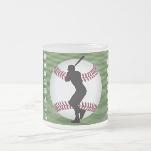 Baseball Player on Baseball Field with His Name Frosted Glass Coffee Mug