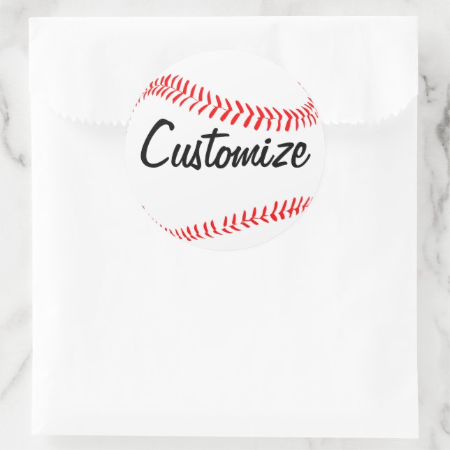 Baseball Player or Team Custom Text Sports Party Classic Round Sticker (Bag)