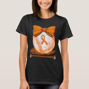 Baseball Player Orange Ribbon Multiple Sclerosis A T-Shirt