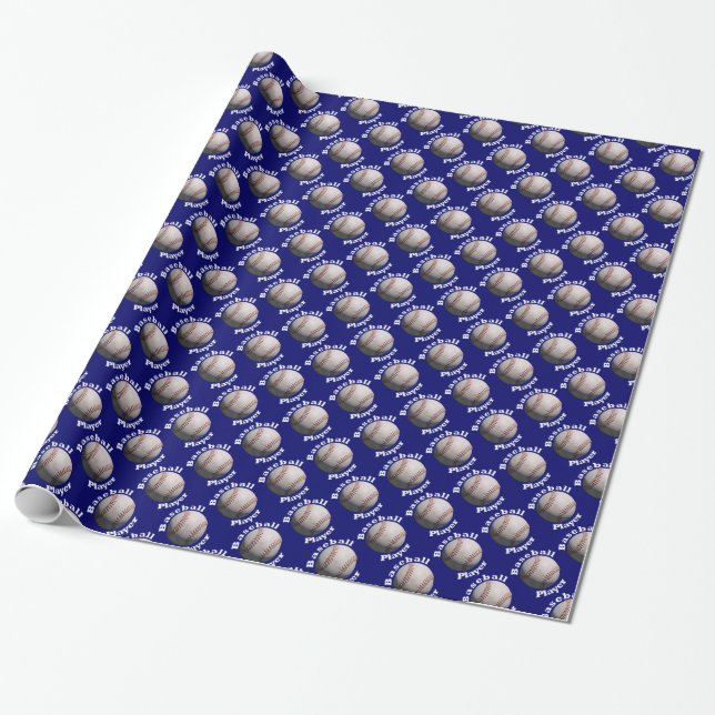 Baseball Player over Blue Wrapping Paper (Unrolled)