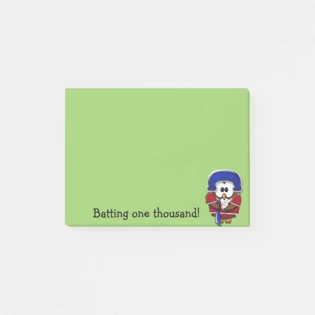 baseball player owl post-it notes (Front)