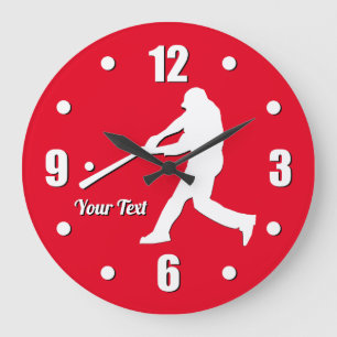 Baseball Player Personalise Large Clock