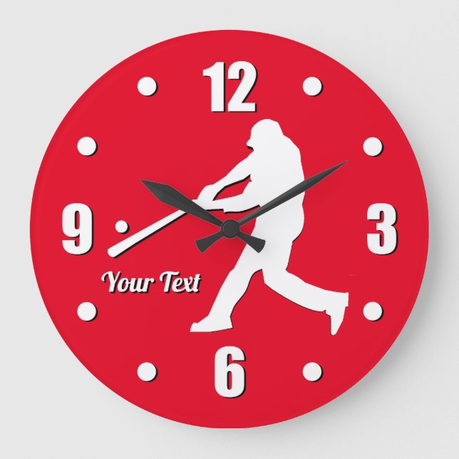 Baseball Player Personalise Large Clock (Front)