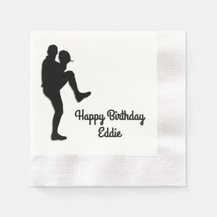 Baseball Player Personalised Birthday Napkin