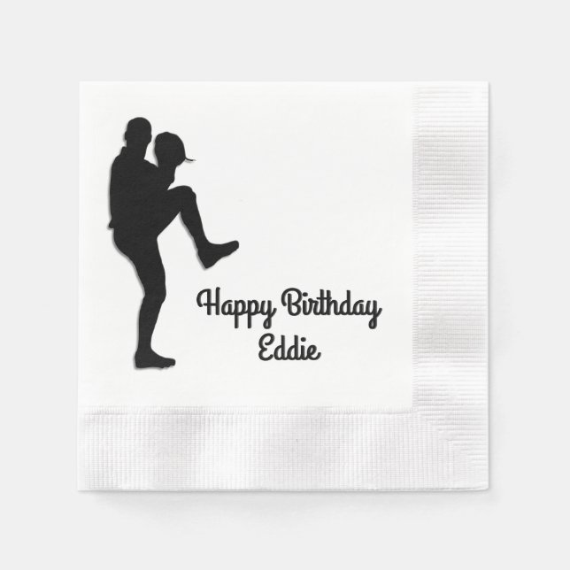 Baseball Player Personalised Birthday Napkin (Front)