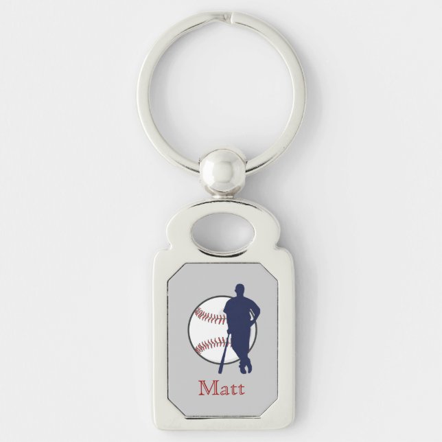 Baseball Player Personalised Key Ring (Front)