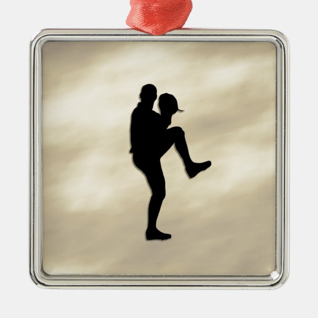 Baseball Player Pitcher windup Metal Tree Decoration (Front)