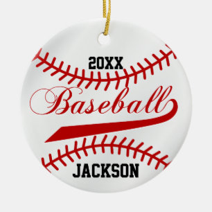 Baseball Player - Red Ceramic Tree Decoration