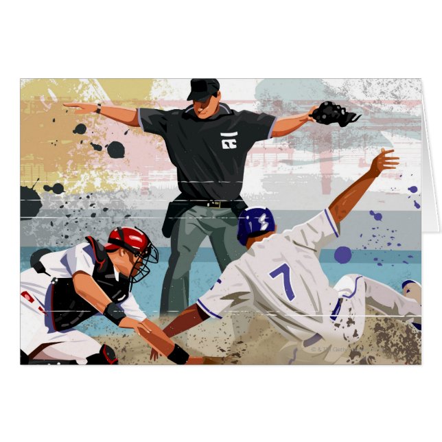 Baseball player safe at home plate (Front Horizontal)