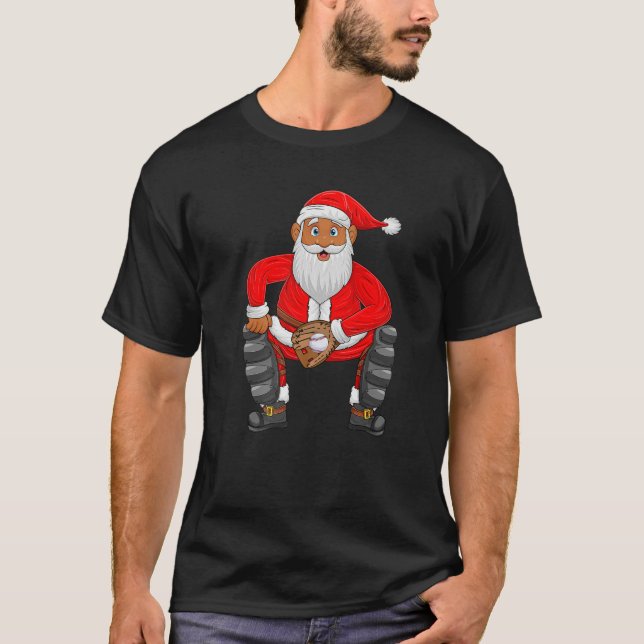 Baseball Player Santa Christmas Pyjamas Baseball C T-Shirt (Front)