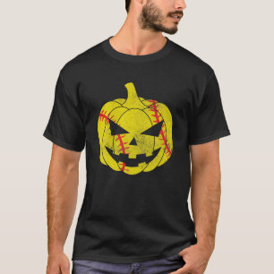 Baseball Player Scary Pumpkin Funny Costume T-Shirt
