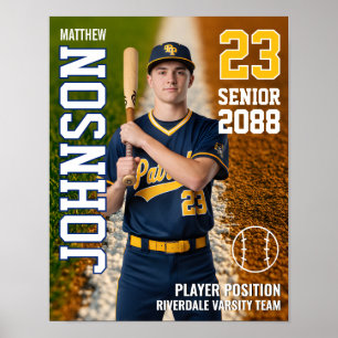 Baseball Player Senior Class Custom Photo Sports Poster