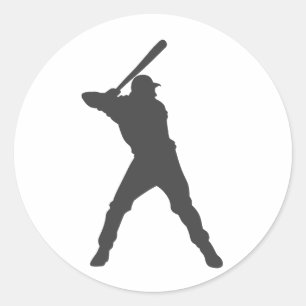 Baseball  player  silhouette classic round sticker