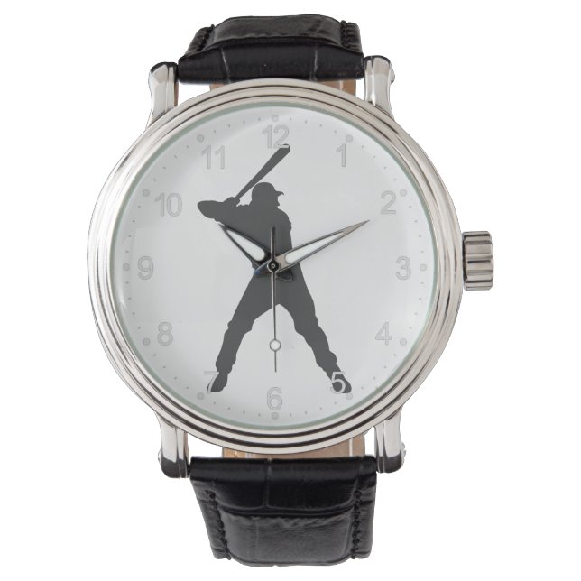 Baseball  player  silhouette watch (Front)