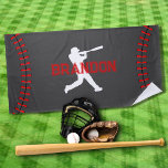 Baseball Player Silhouette With Name Bath Sports Beach Towel<br><div class="desc">Are you searching for a special and customised present for the baseball fan in your life, something for a kid who loves baseball, or perhaps you want one for the baseball coach? Look no further than our personalised Baseball Game Sports Towel, which features a silhouette of a baseball player hitting a...</div>